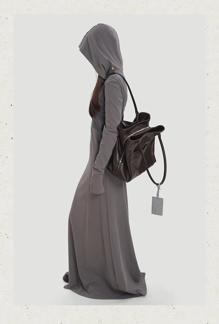 KoniKoni Leather Niche Large Capacity Shoulder Bag Underarm Bag