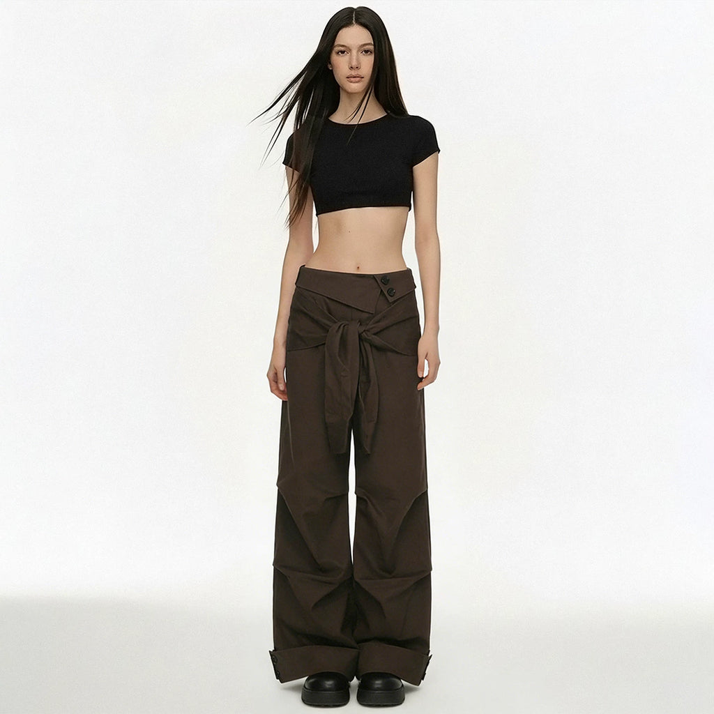 FUNOFF Strap-on Low-rise Straight Slacks