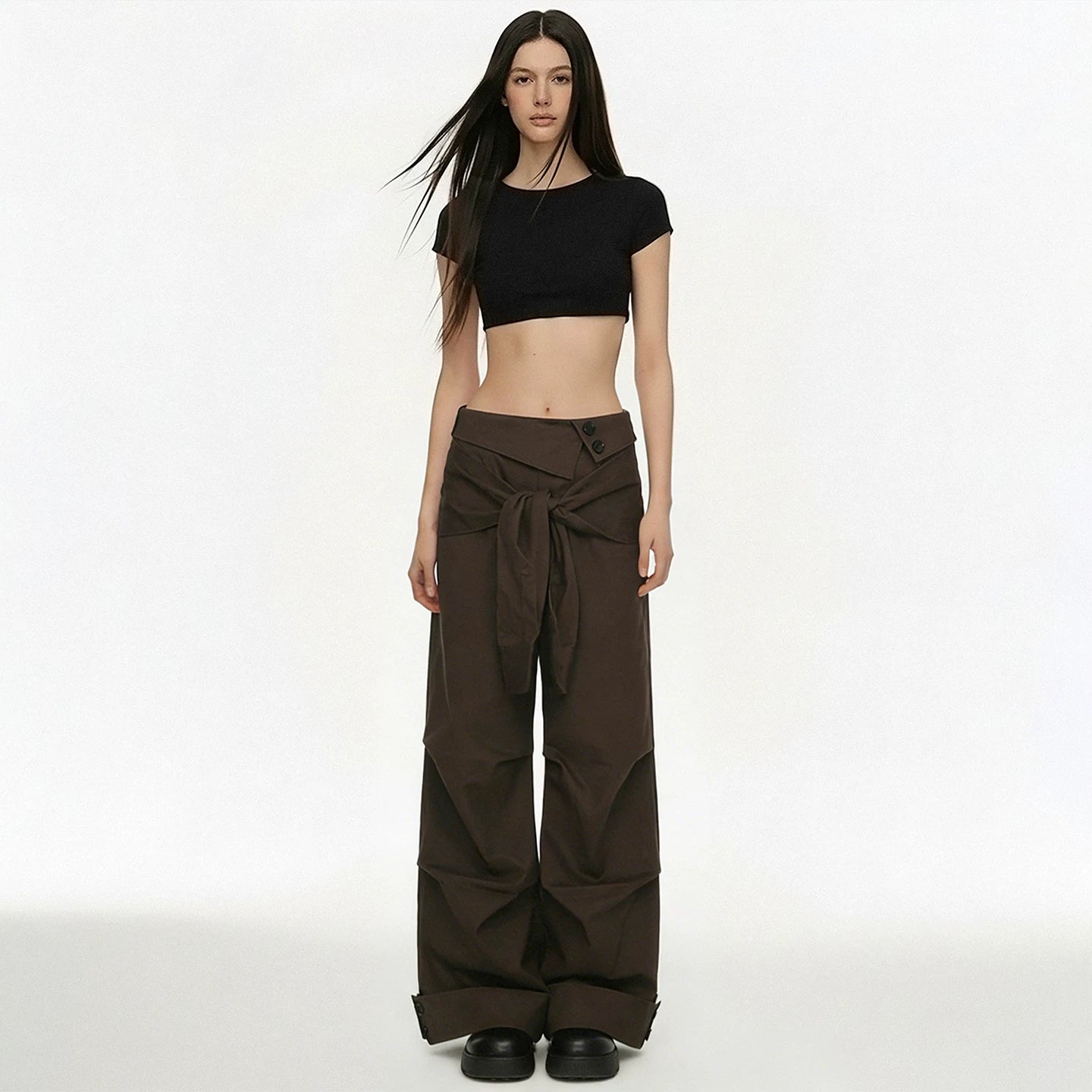 FUNOFF Strap-on Low-rise Straight Slacks