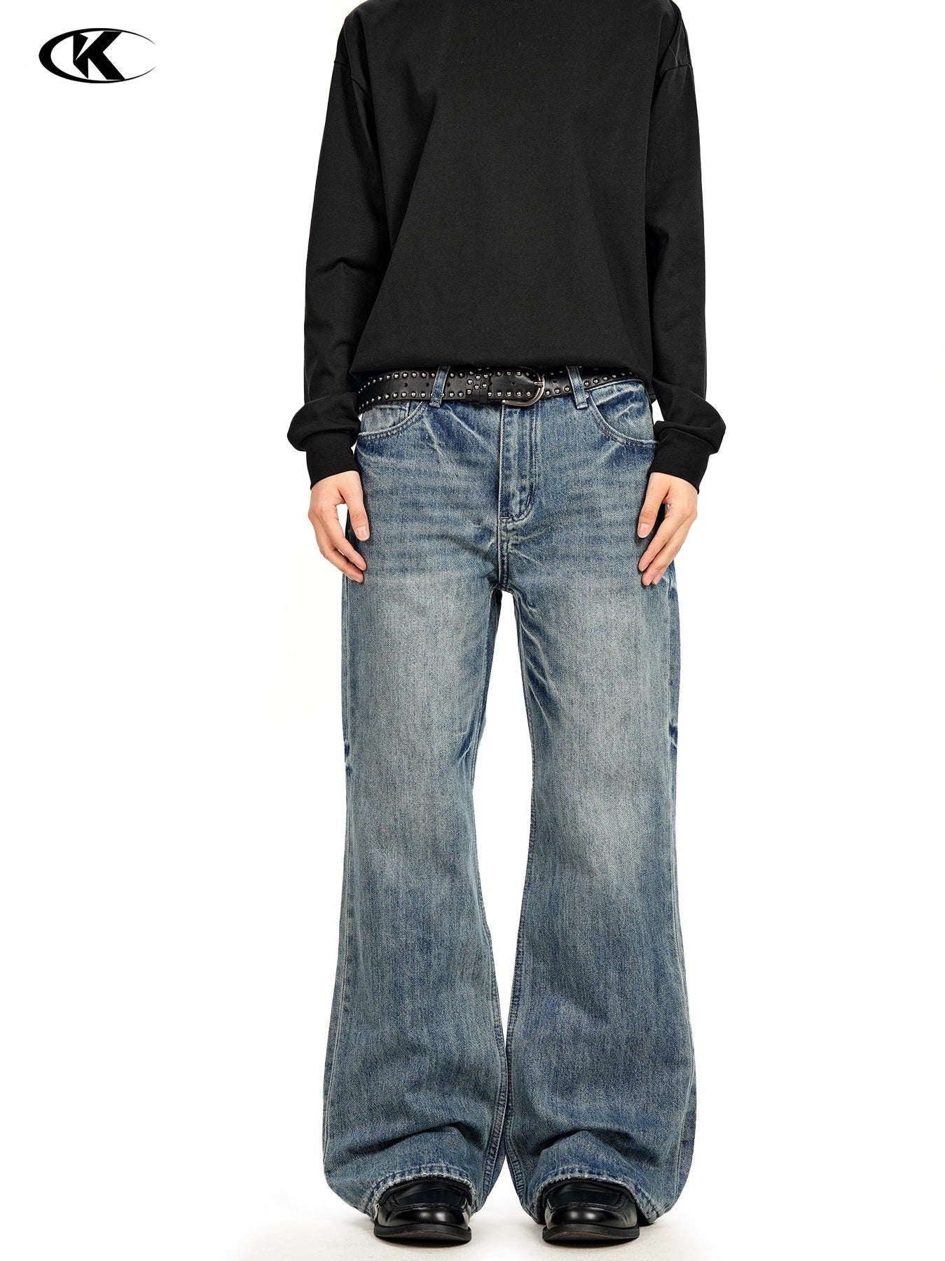 11KN Slub Pattern Simple Old Jeans