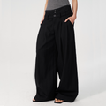 JCAESAR WOMEN Pleated Wide-Leg Low-Rise Trousers