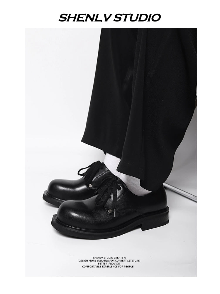 SHENLV turned head thick-soled leather Derby shoes