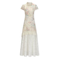 ZIHE Lace Splicing Hollow Floral Dress