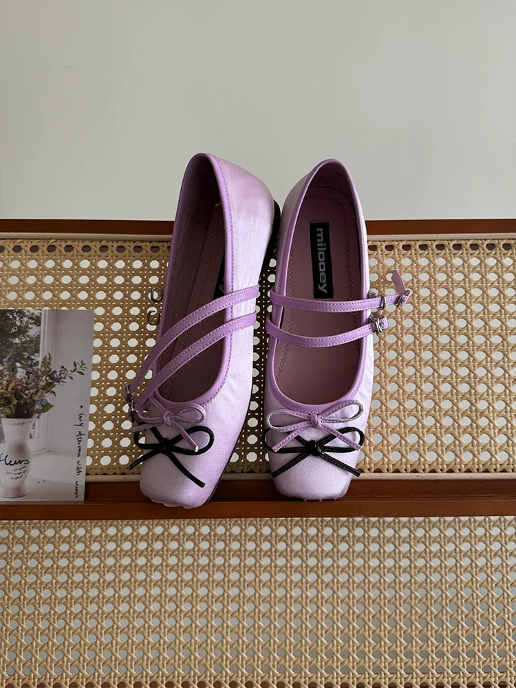MILOOEY Leather Bow Mary Jane Ballet Flat
