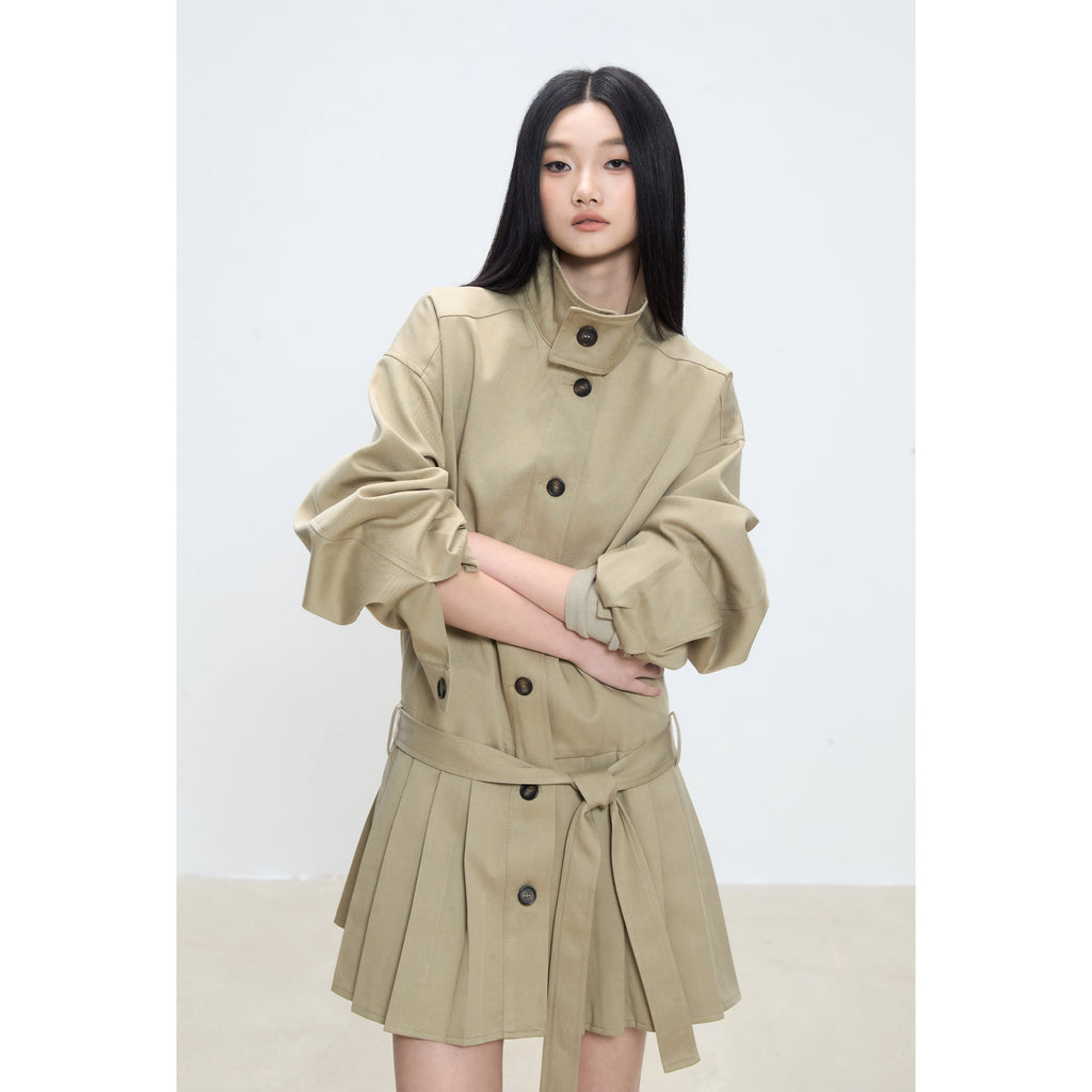 WITHMIN Loose Slimming Casual and Versatile Mid-length Trench Coat
