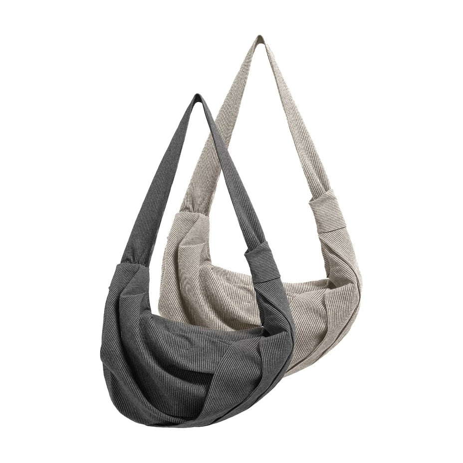 TZ Striped Pleated Shoulder Oblique Span Bag