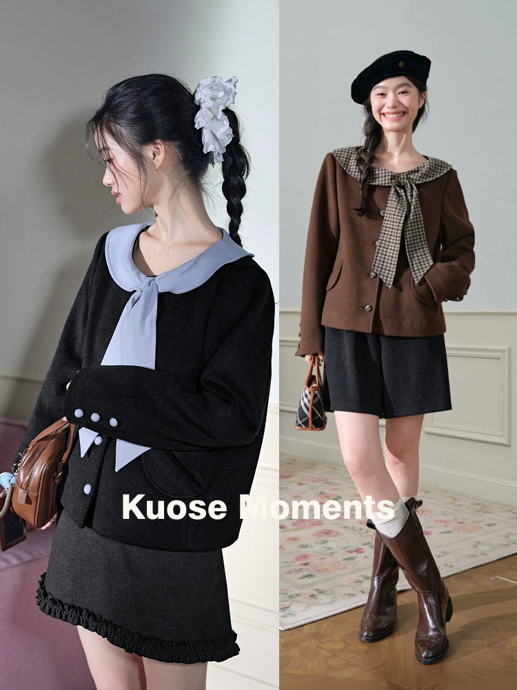 Kuose Small Fragrant Bow Suit Woolen Jacket