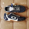 OLD ORDER Navy Blue Mesh Lace-Up German Trainer