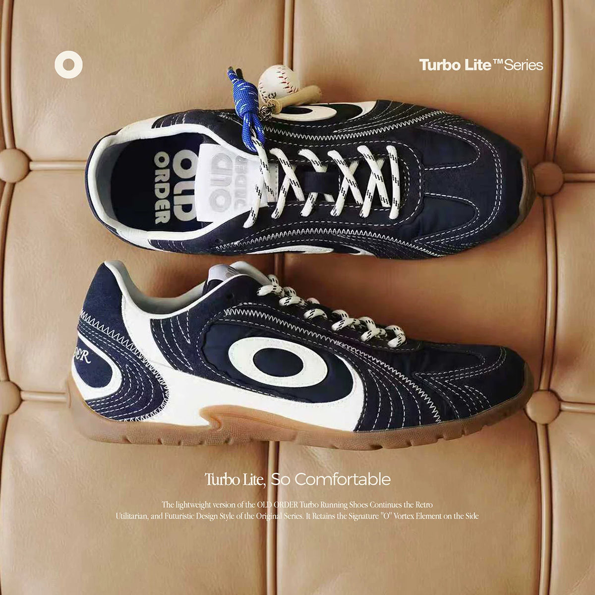 OLD ORDER Navy Blue Mesh Lace-Up German Trainer
