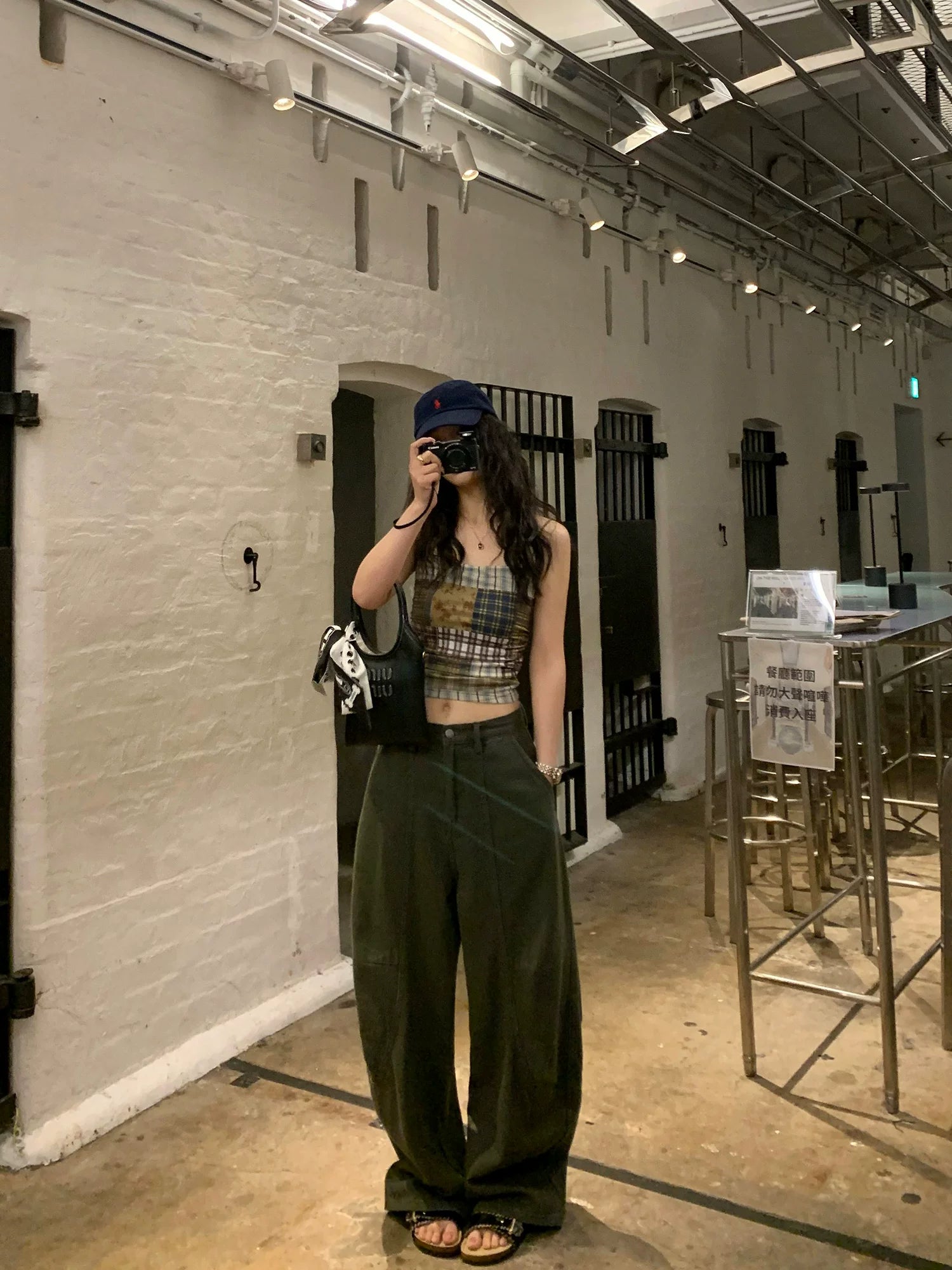 Pusumede Retro Color Matching Plaid Sling Vest