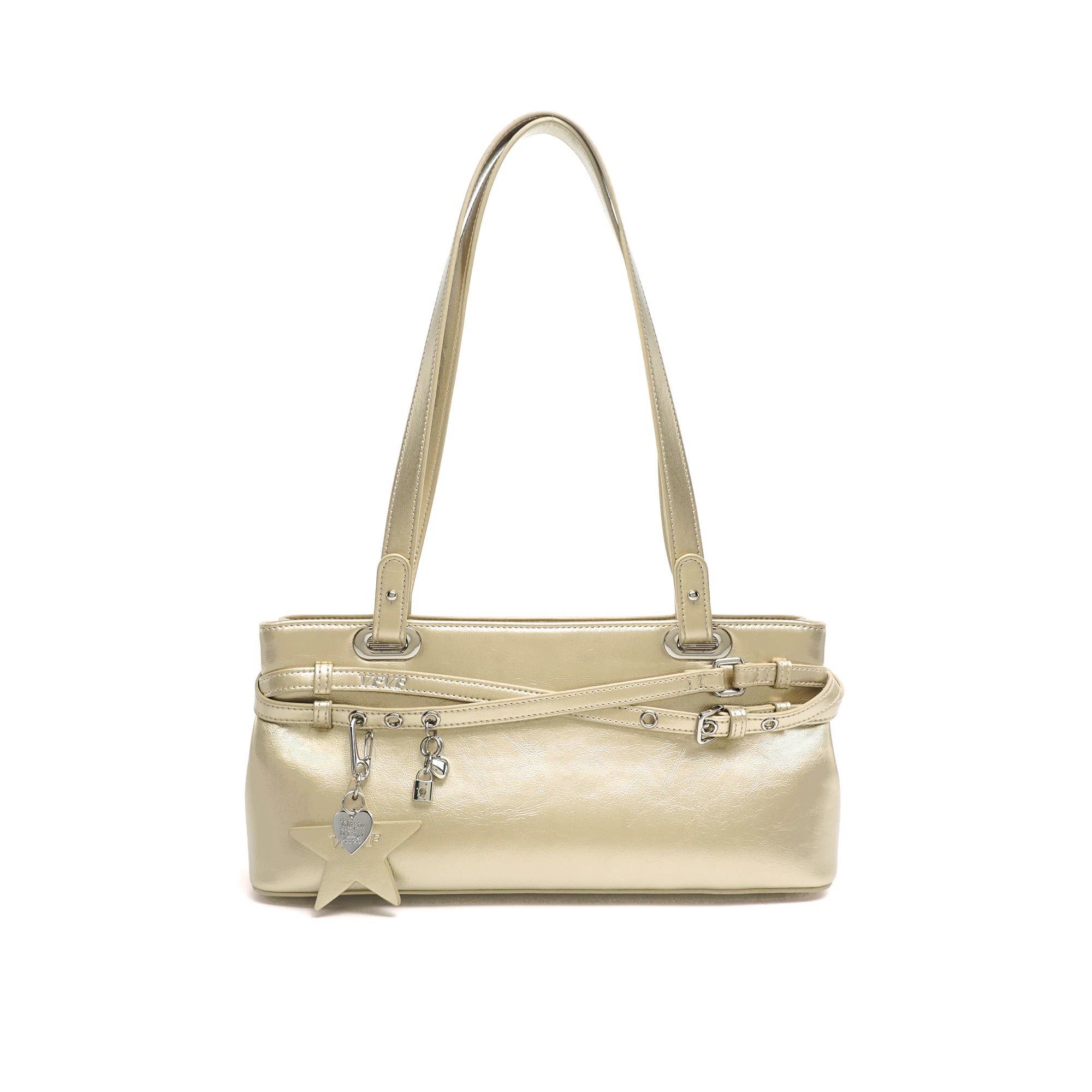 VFVF Silver Polka Dot Faux Leather Zip-Top Mini Square Shoulder Bag