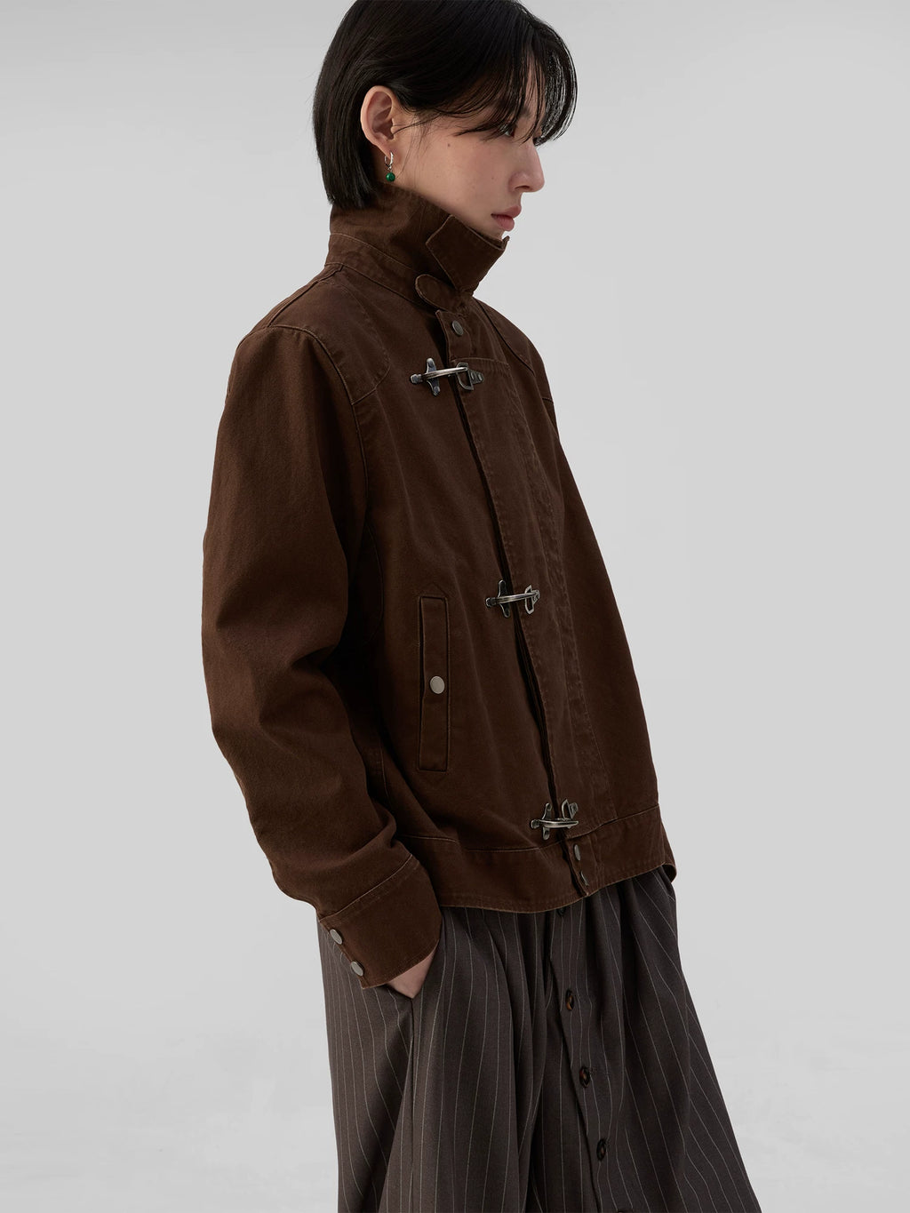 Sameuoo Micro Loose Short Hem Micro Jacket