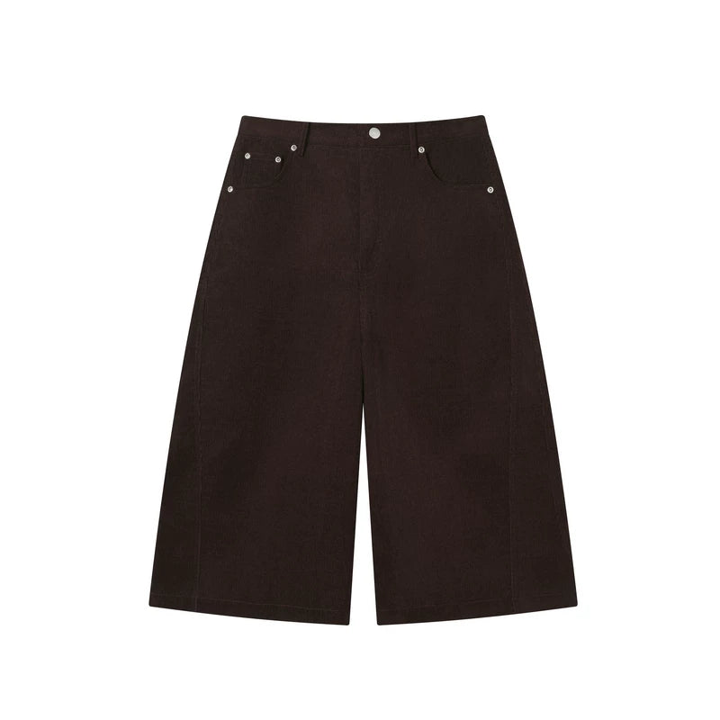 TGNS Corduroy 100% Cotton Breathable Loose Wide-Leg Capri Pants
