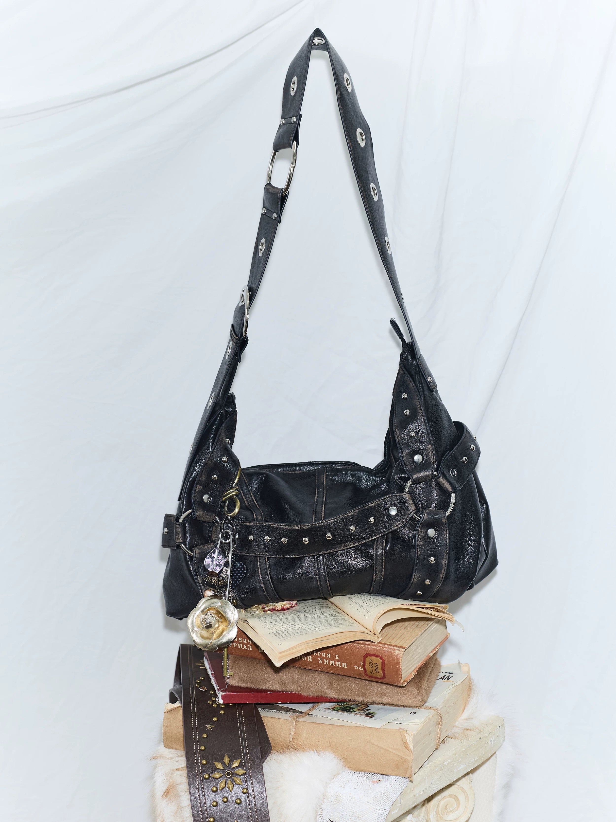 2Th Desire Vintage Rivet Crossbody Shoulder Bag