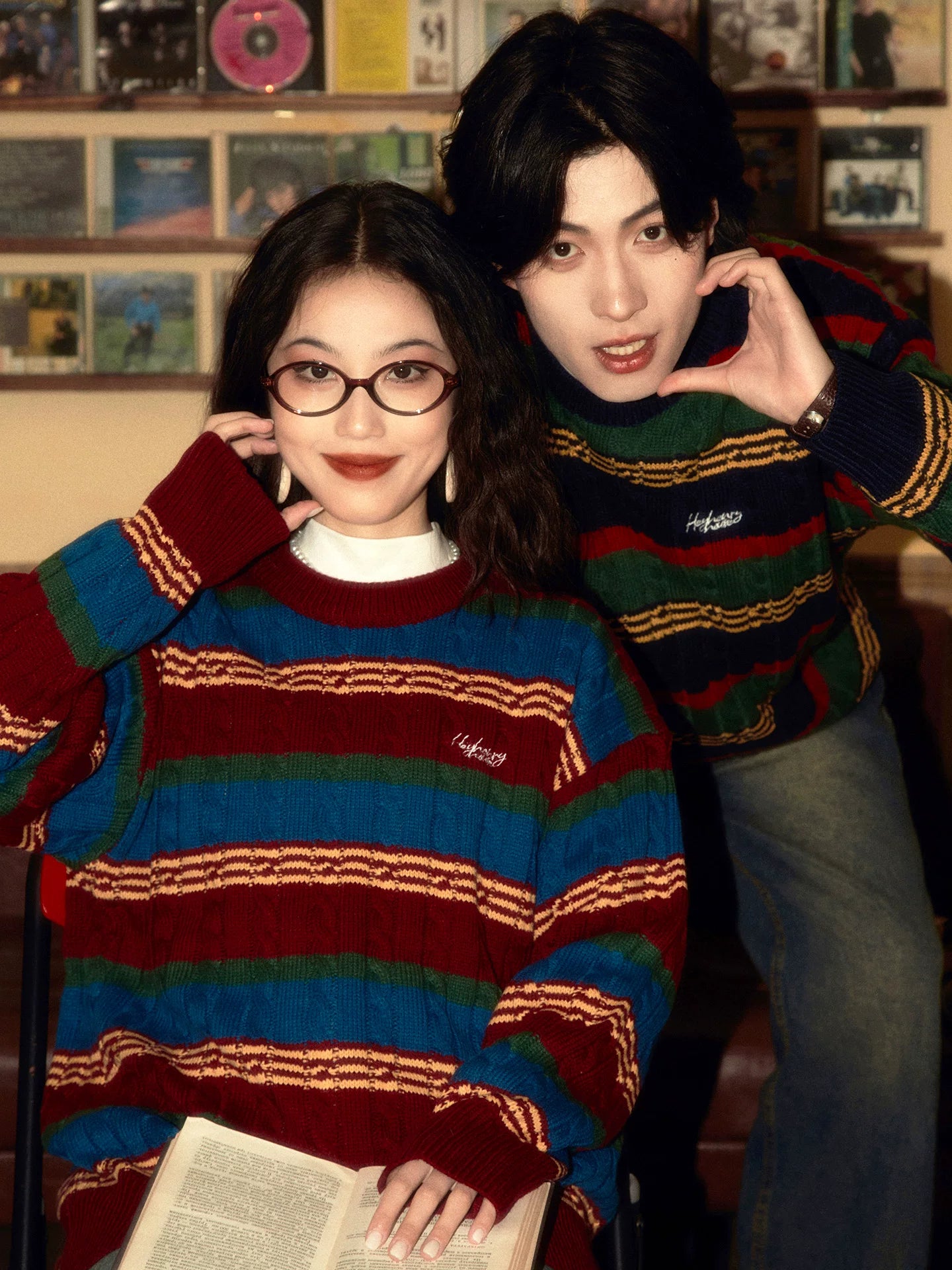 ALOHA Vintage Lazy Striped Knitted Sweater