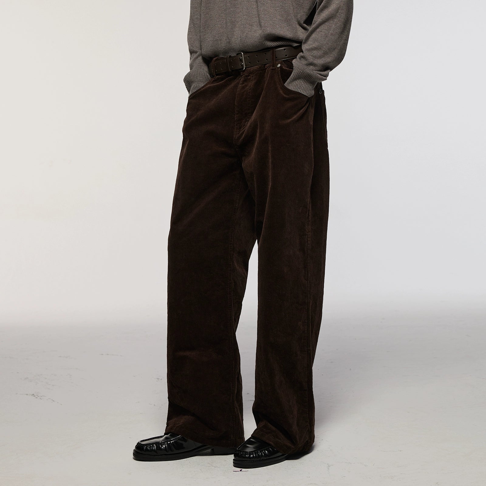 Azure Lisseur Corduroy Micro-pull Casual Straight Overalls