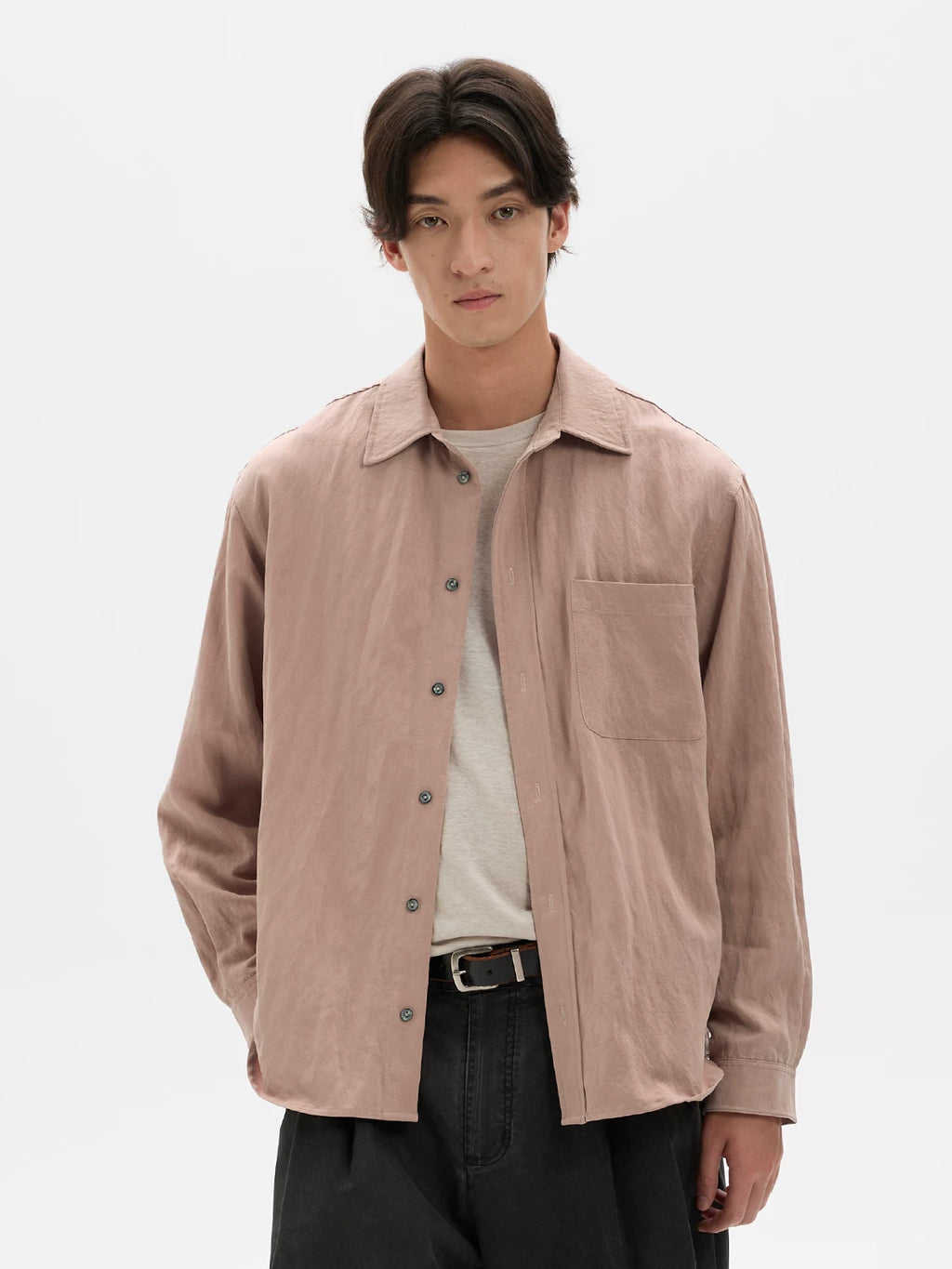 BUTTBILL Wrinkle-Resistant Relaxed Long-Sleeve Shirt
