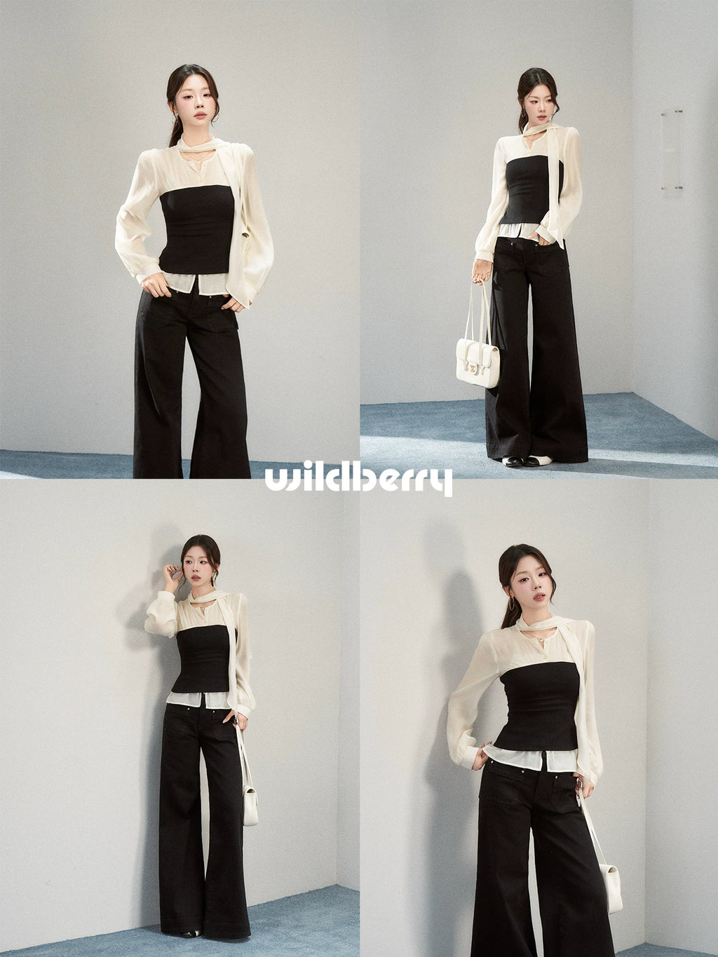 Wildberry Faux Two-Piece Patchwork Breathable Long-Sleeve Tee