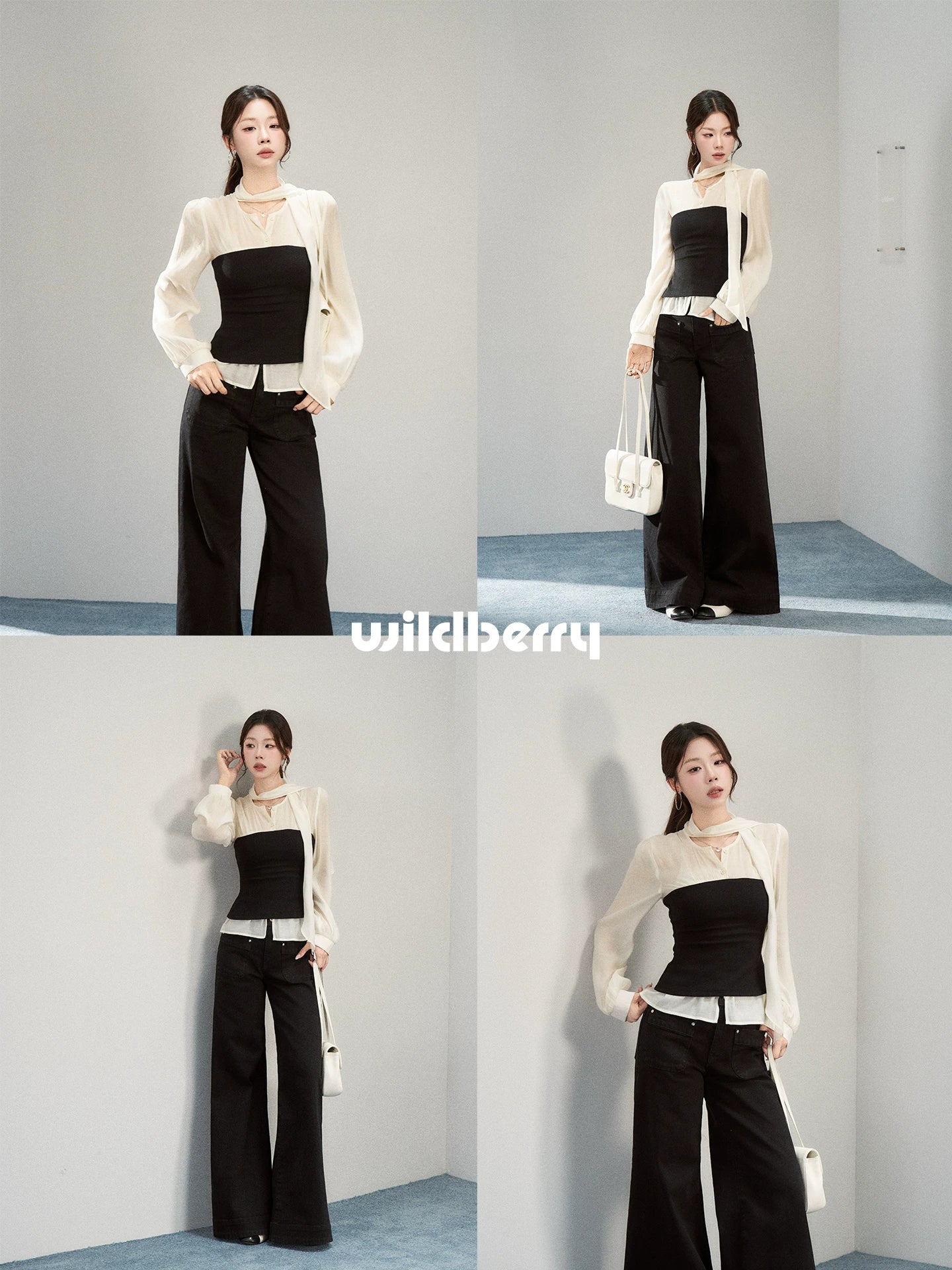Wildberry Faux Two-Piece Patchwork Breathable Long-Sleeve Tee