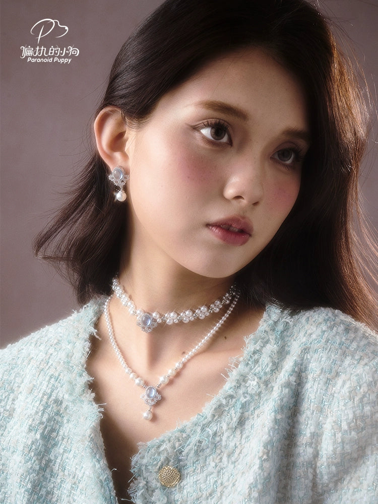 ParanoidP Snowflake Aquamarine Pearl Necklace