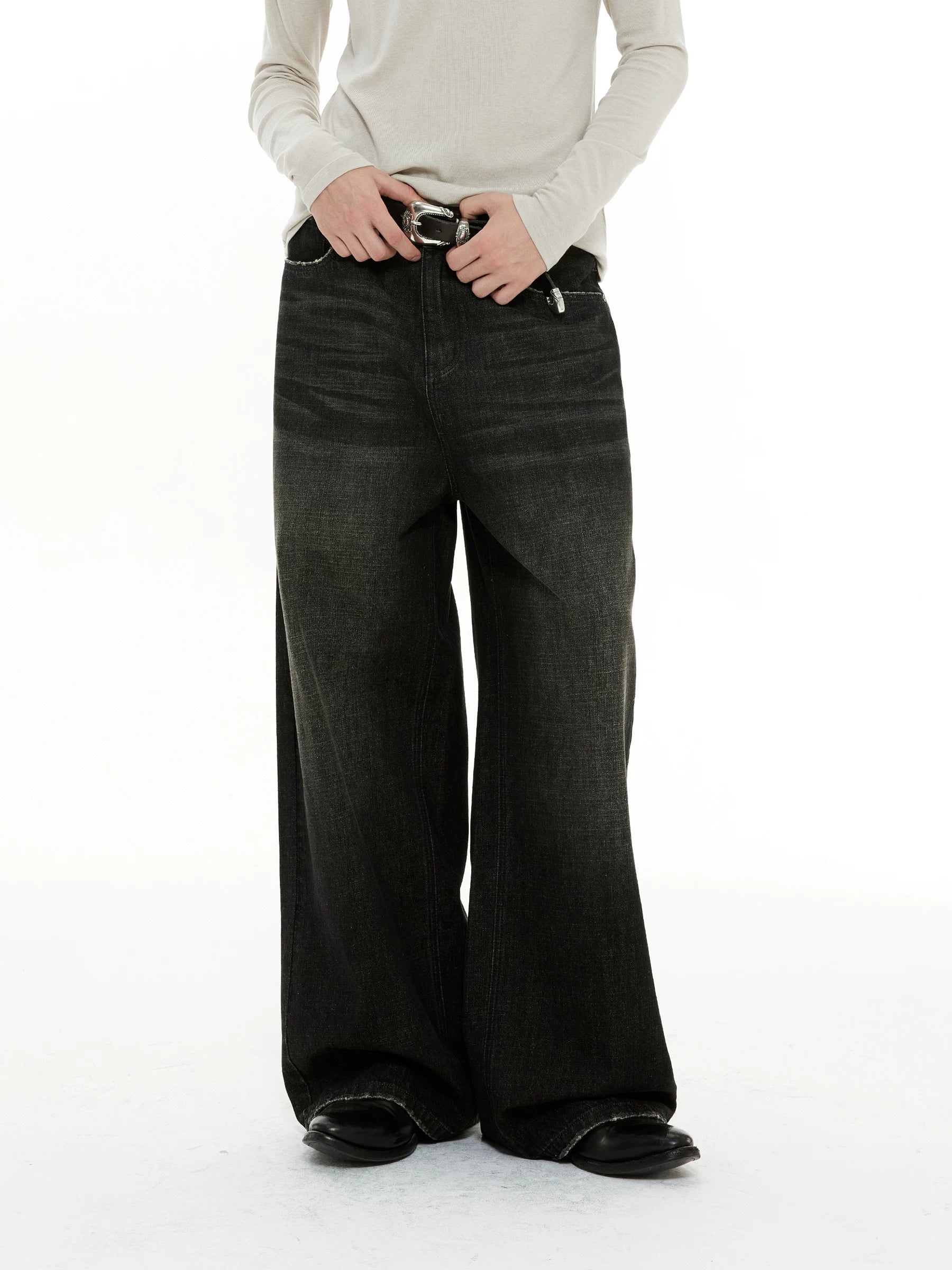 DIMC Retro Loose Wide-leg Straight Casual Trousers