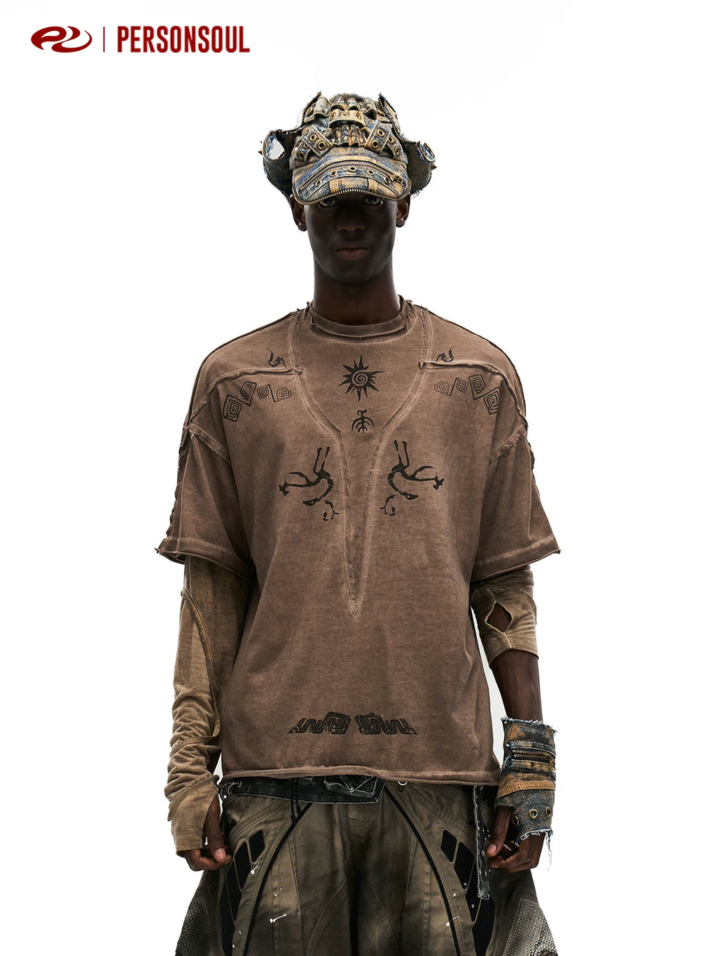 PERSONSOUL Pangu Pattern Casual Tee
