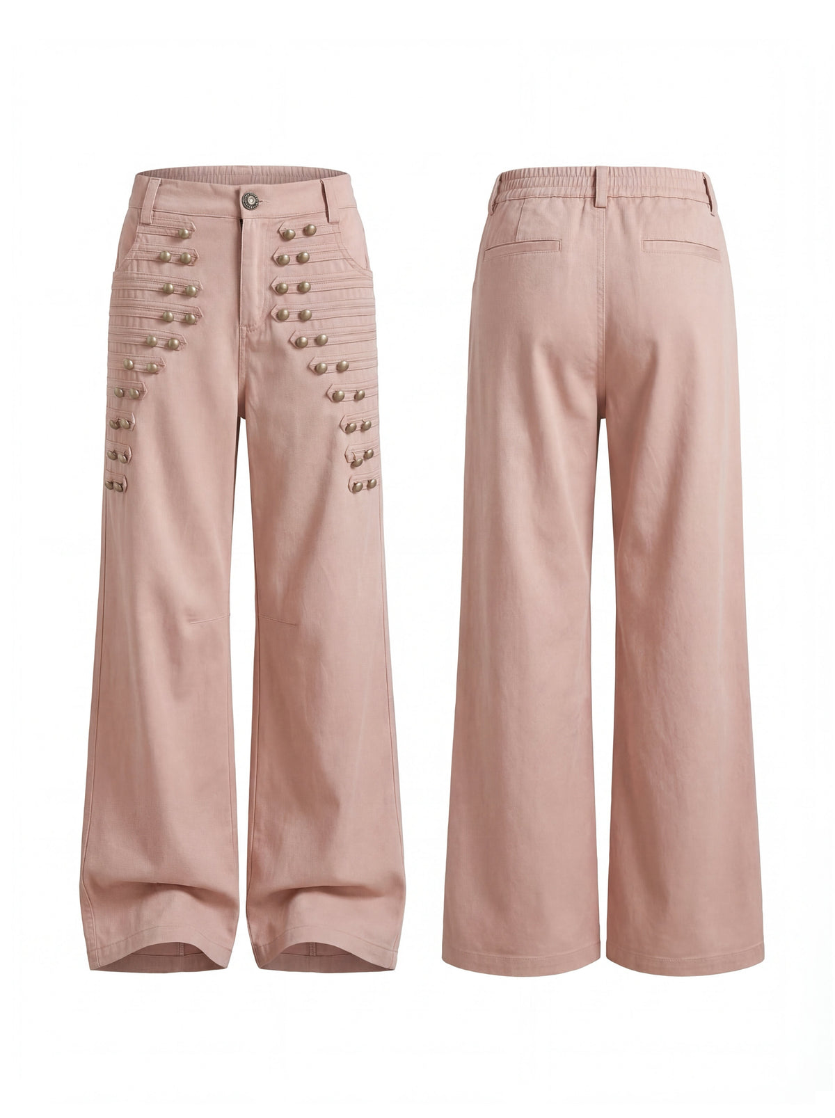 FayChui Metal Buckle High-Waist Wide-Leg Trousers