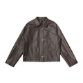 CHANYOOU Retro Short Front Shoulder Leather Jacket