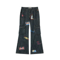 Achihara Stamp Flared Distressed Low-Rise Jeans