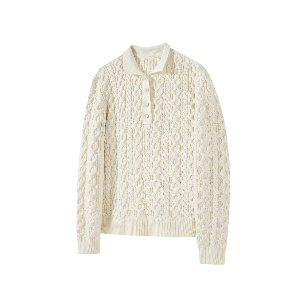 KREATE 750g Cable Knit Non-Pilling Polo Sweater