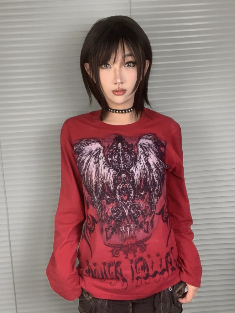 WEBBAR Punk Goth Metallic Thin Cotton Long Sleeves