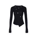 ABMY V-neck Irregular Slim-fit Versatile Knitted Top