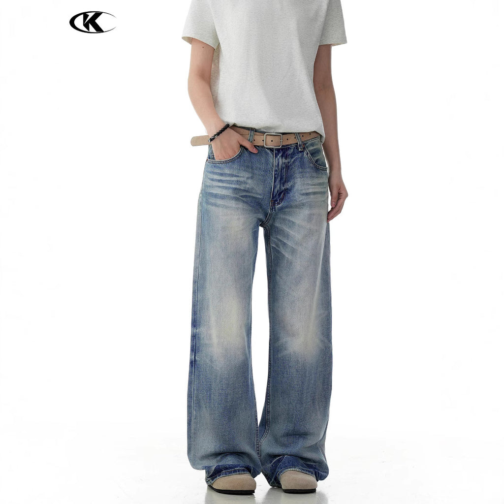 11KN Retro Old Gradual Change Loose Wide Leg Pants