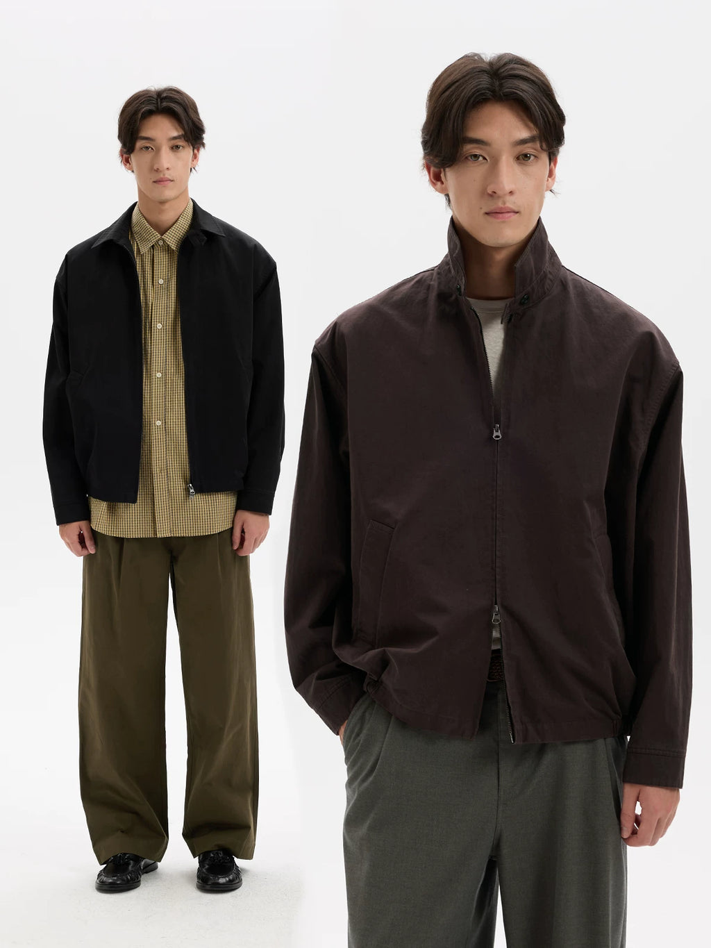 BUTTBILL Relaxed Pima Cotton Spread-Collar Zip Jacket