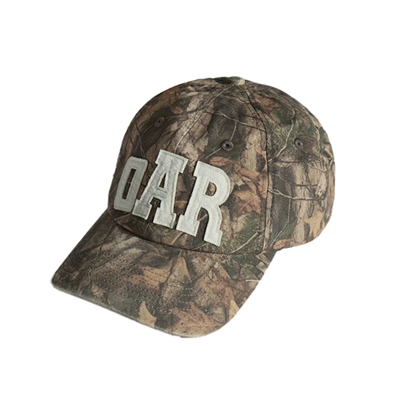 oarism Cotton Camo Applique Curved Brim Baseball Cap