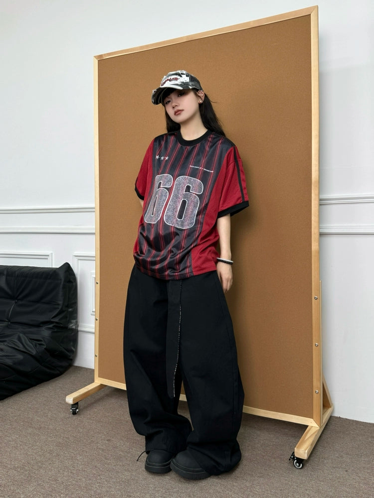 BeOurRule Flash Drill Mesh V-neck Loose Tee