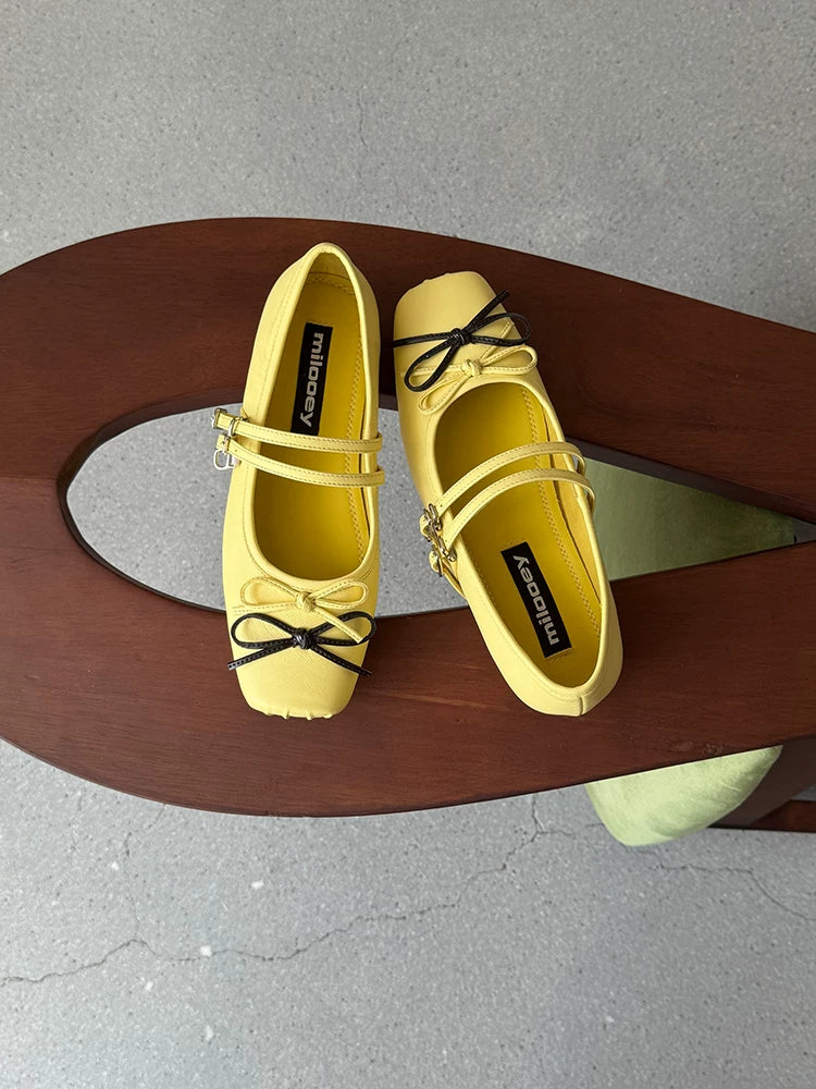 MILOOEY Leather Bow Mary Jane Ballet Flat