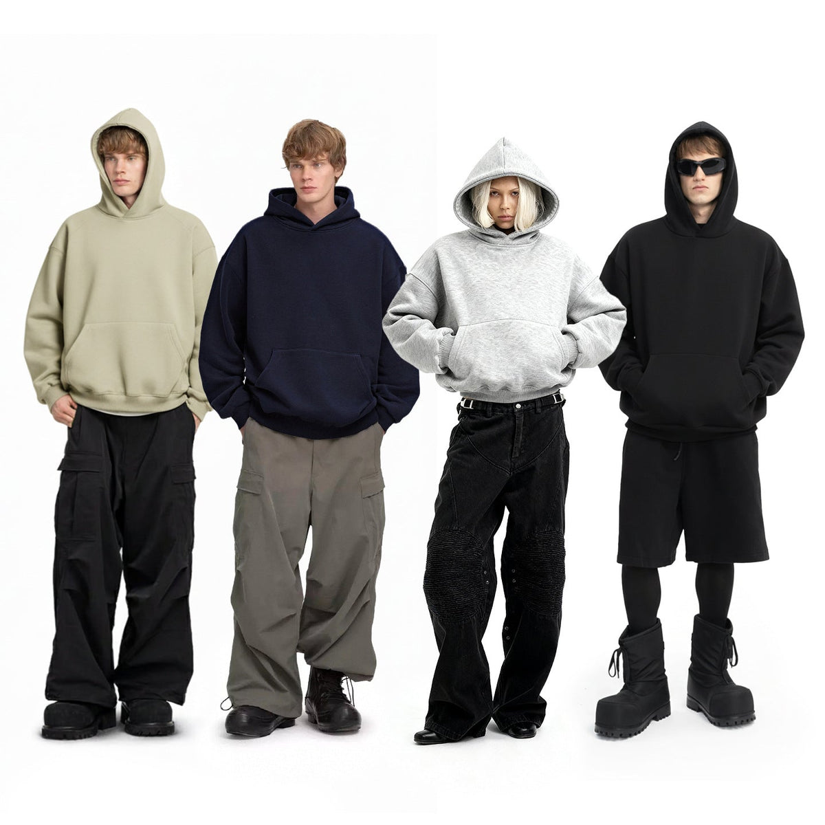 (Clearance) Inflation Fleece-Lined 325g Loose Hoodie