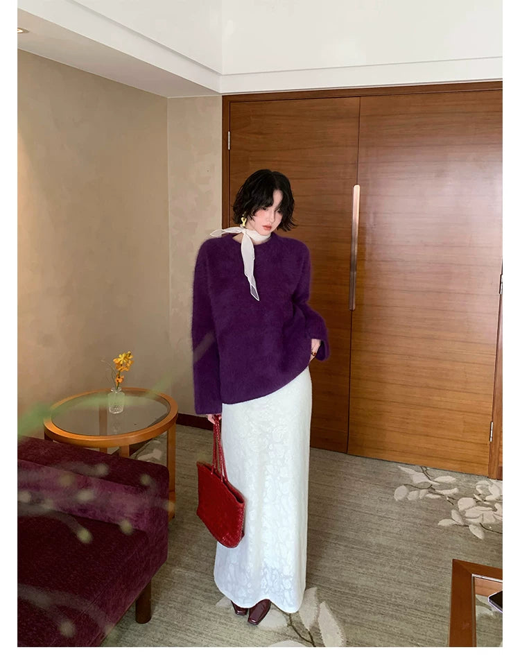 KELIFAN Elegant Vintage Lace Long Skirt