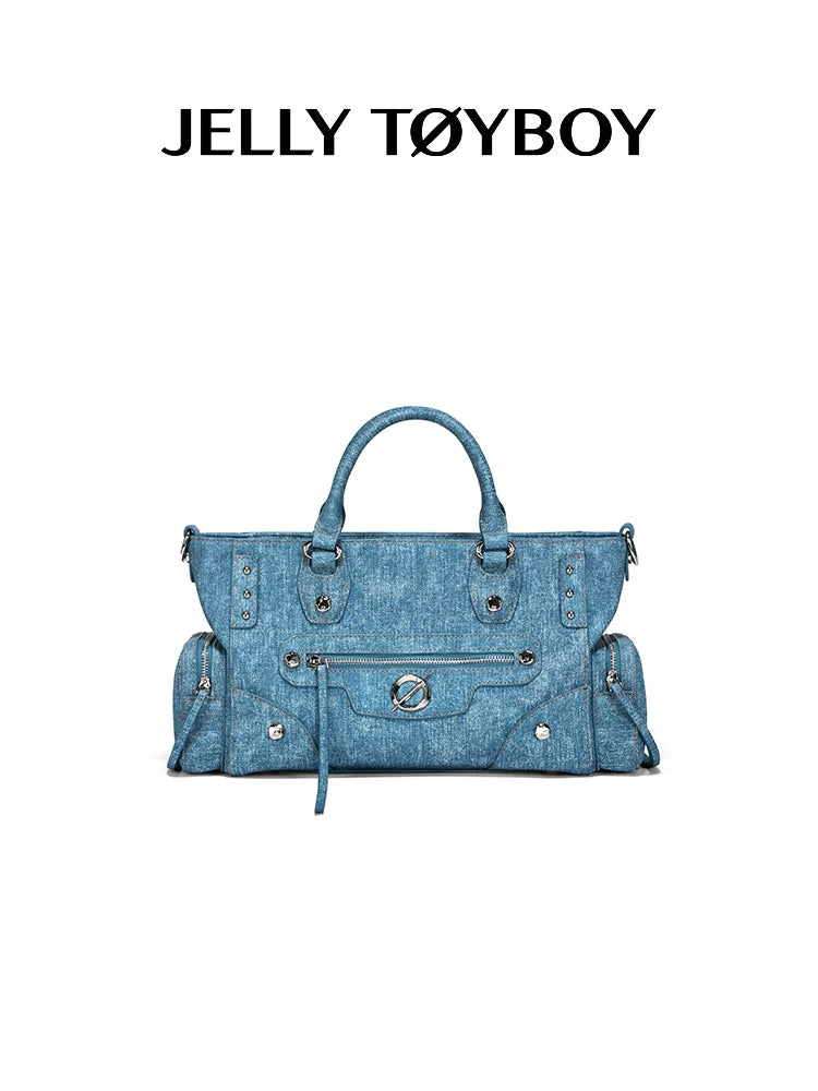 JELLY TOYBOY Black Faux Leather Zip-Top Tote