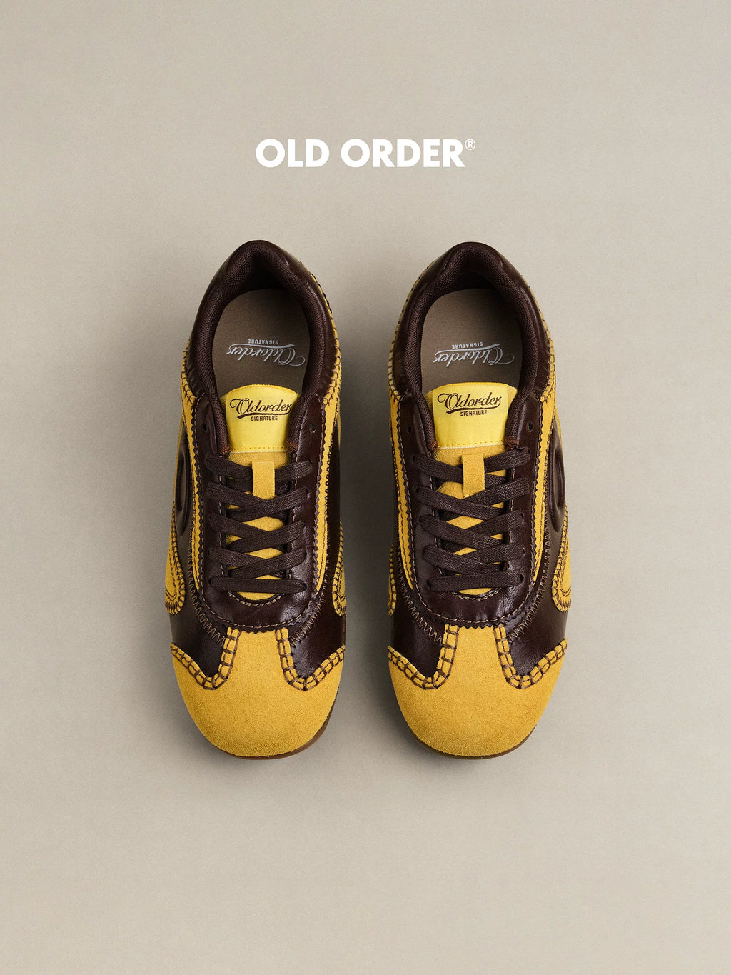 OLD ORDER Leather Retro Thin-Sole Sneaker