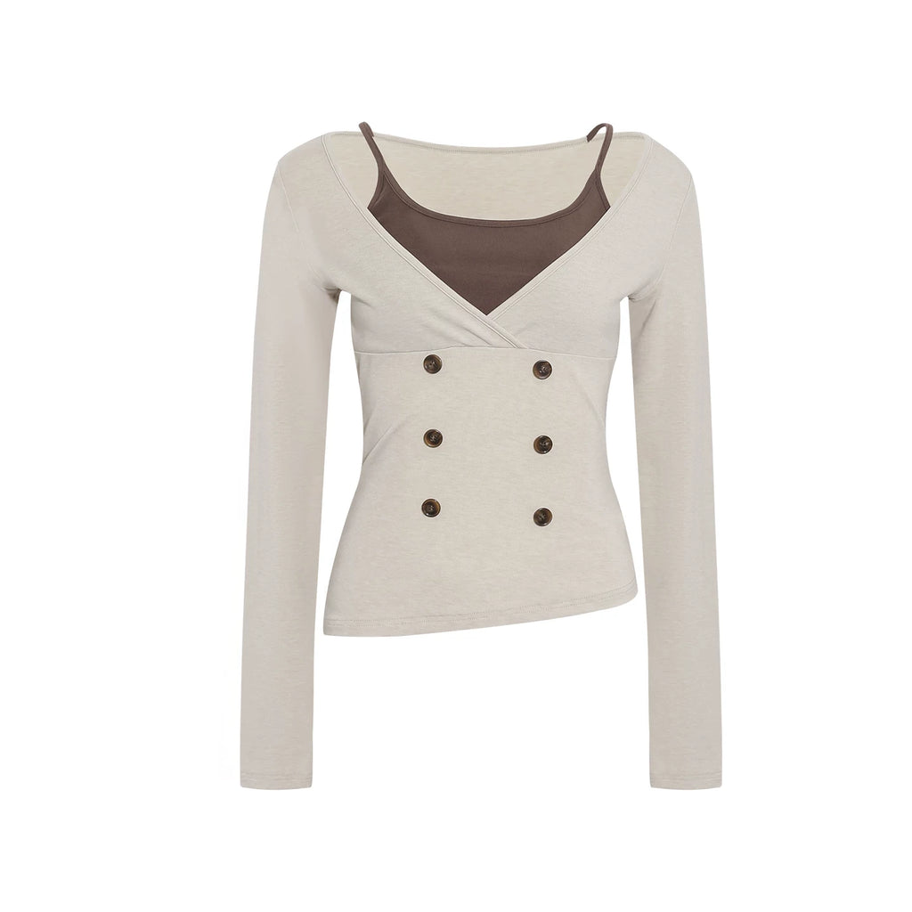 Wildberry Light Khaki Slim Fit Long-Sleeve Tee