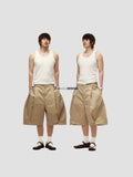 6CRAYON Double Pleated Loose Straight-Leg Shorts with Elastic Waist