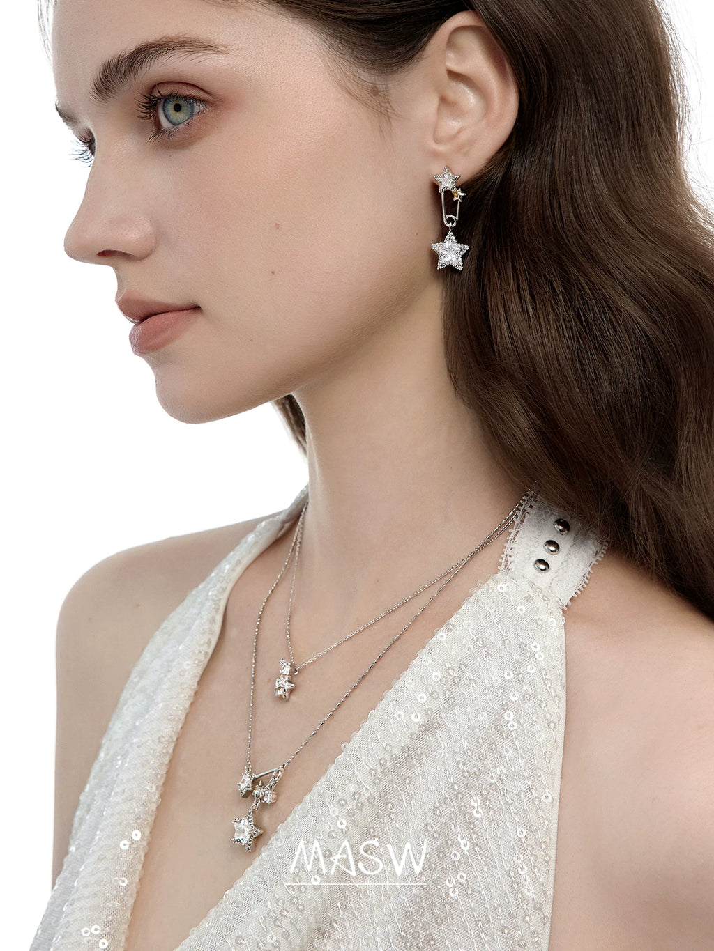 MASW Star-Shaped Cubic Zirconia Stud Earrings