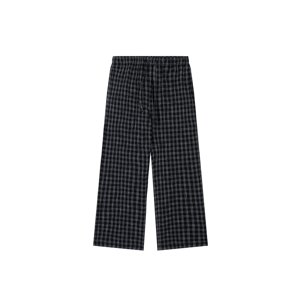 PLUS NO LOGO Salt-Washed Plaid 260g Straight-Leg Pants