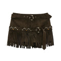 MAMC Suede Fringe High-Waist Straight-Leg Shorts