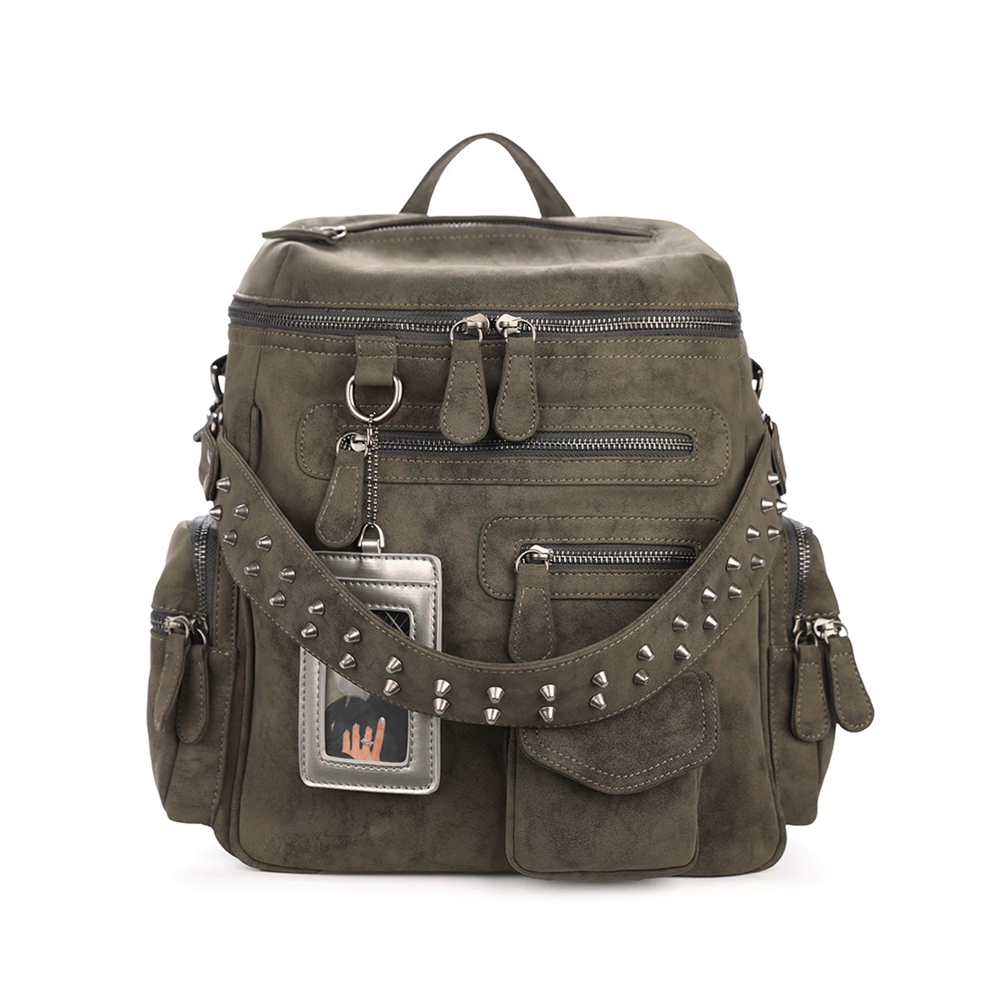 JANDRESS Faux Leather Zip-Top Single-Shoulder Backpack