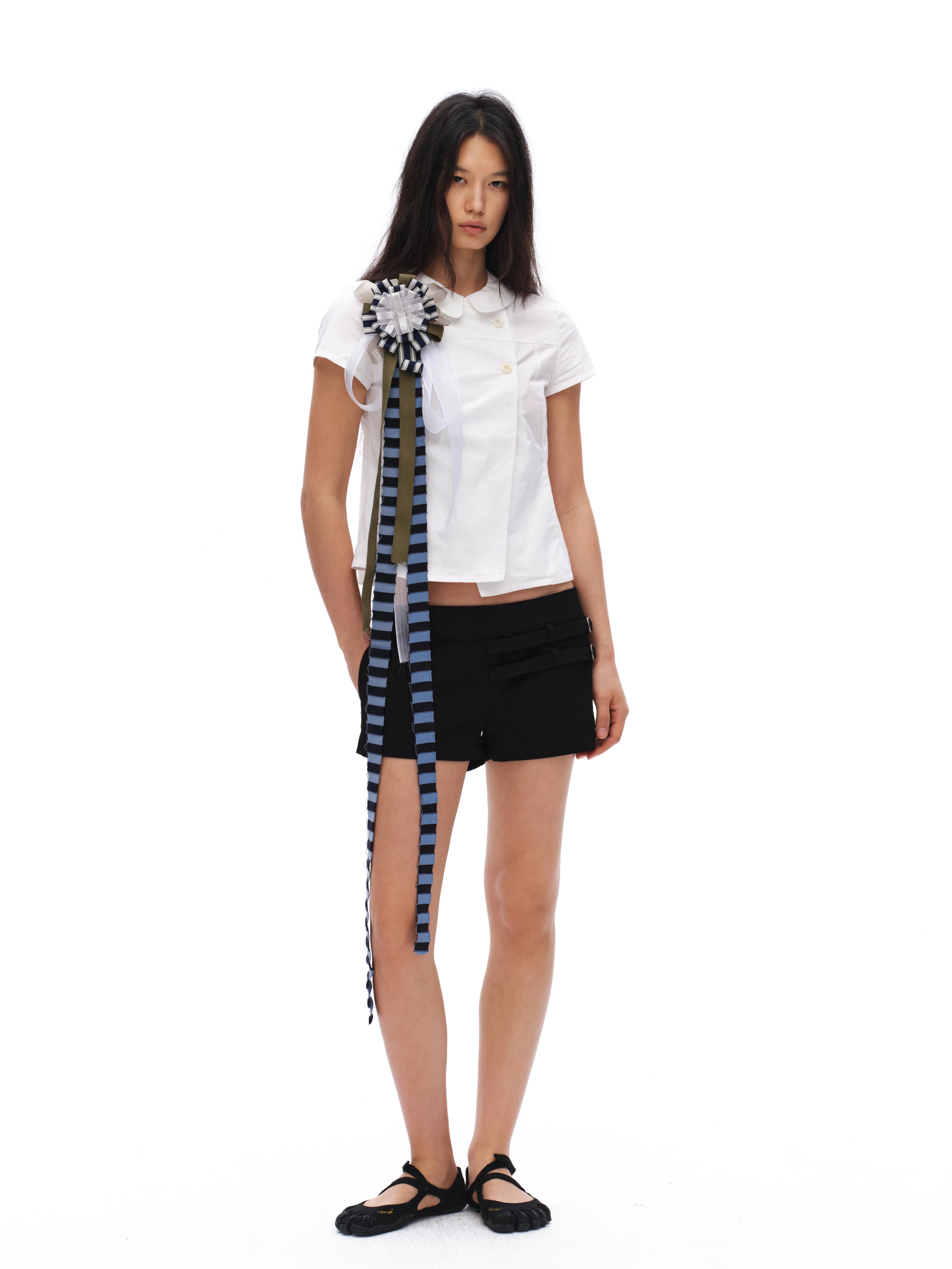 Oinimi Double-breasted Doll Collar Shoulder Shirt