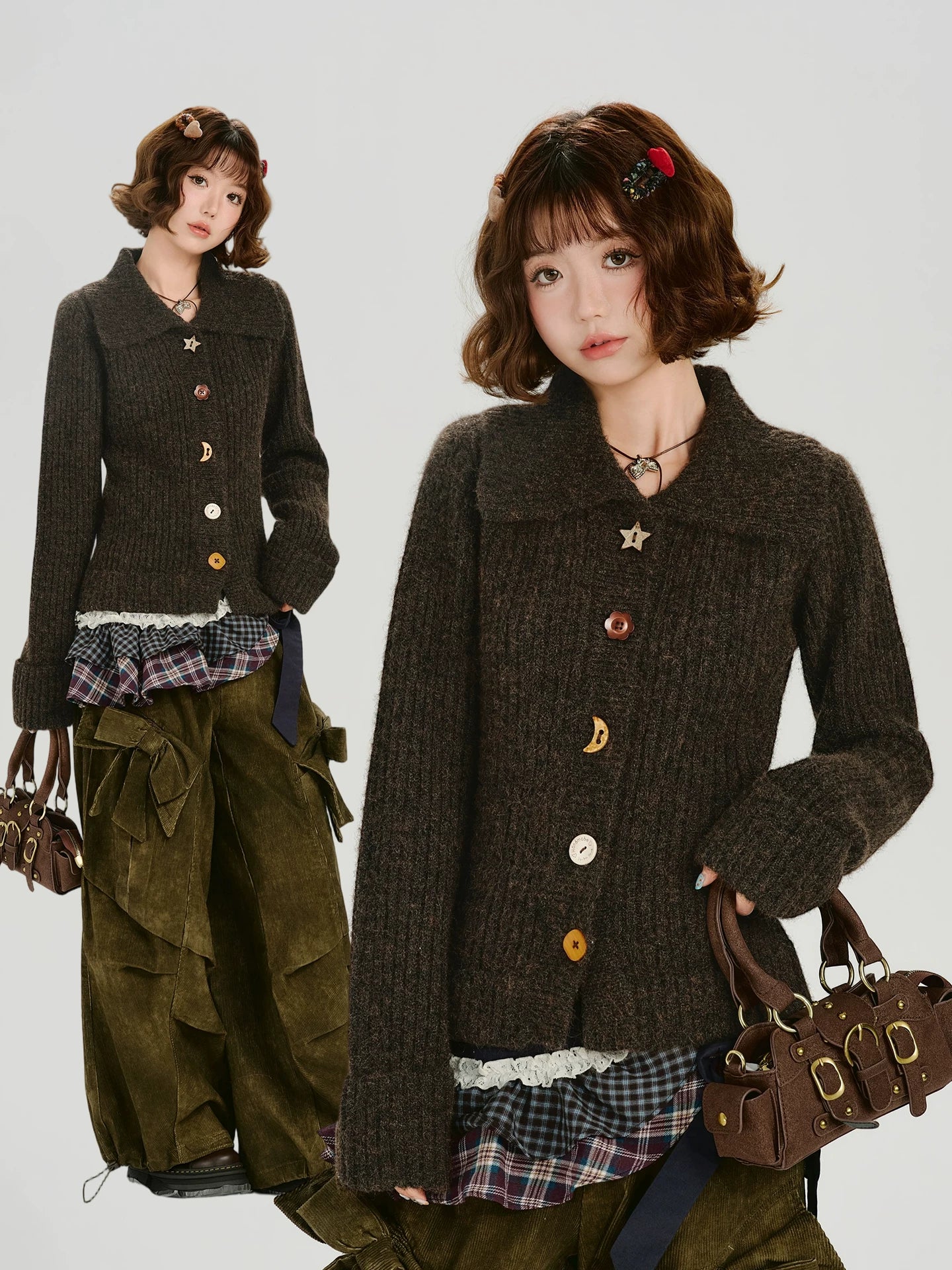 Girlyhalo Vintage Lapel Cardigan Sweater Jacket