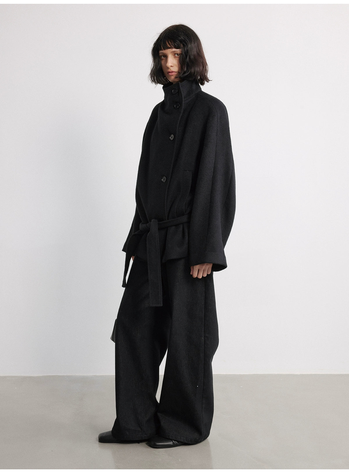 JCAESAR WOMEN Strappy Short Woolen Coat